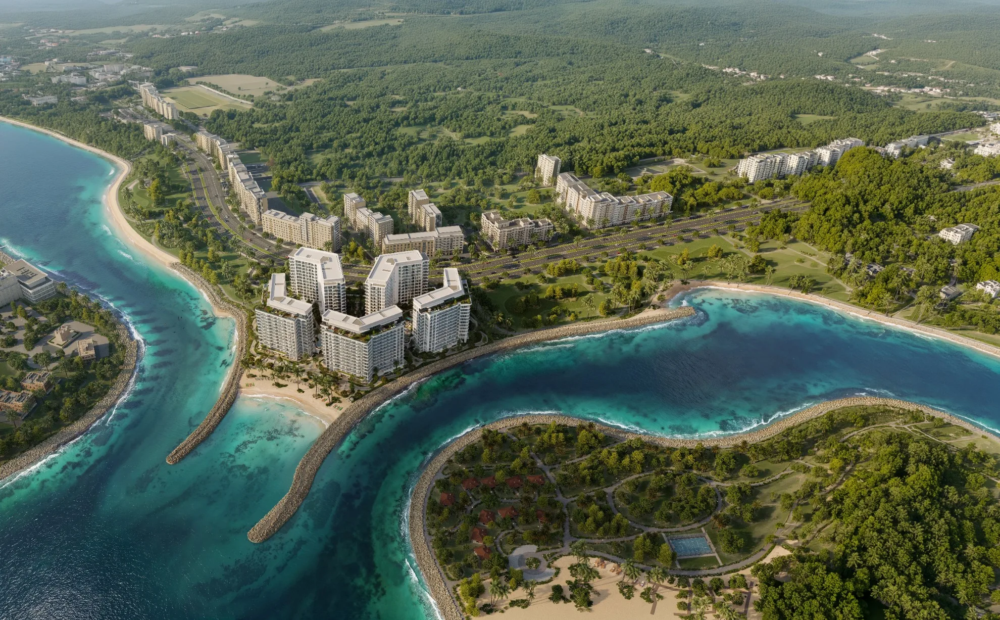 Lunaya lagoon landscape and residences